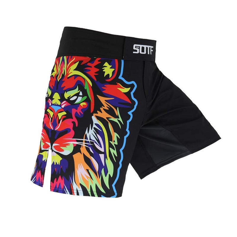 SOTF Men Breathable Running Shorts MMA Boxing Fitness Sports Shorts Black XL Waist 36.2-38.5 inch - Image 1
